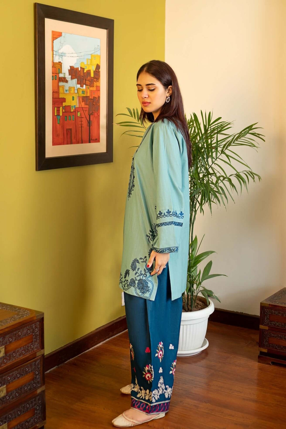 Urge D#02 | 2pc Embroidered Shirt With Embroidered Trouser